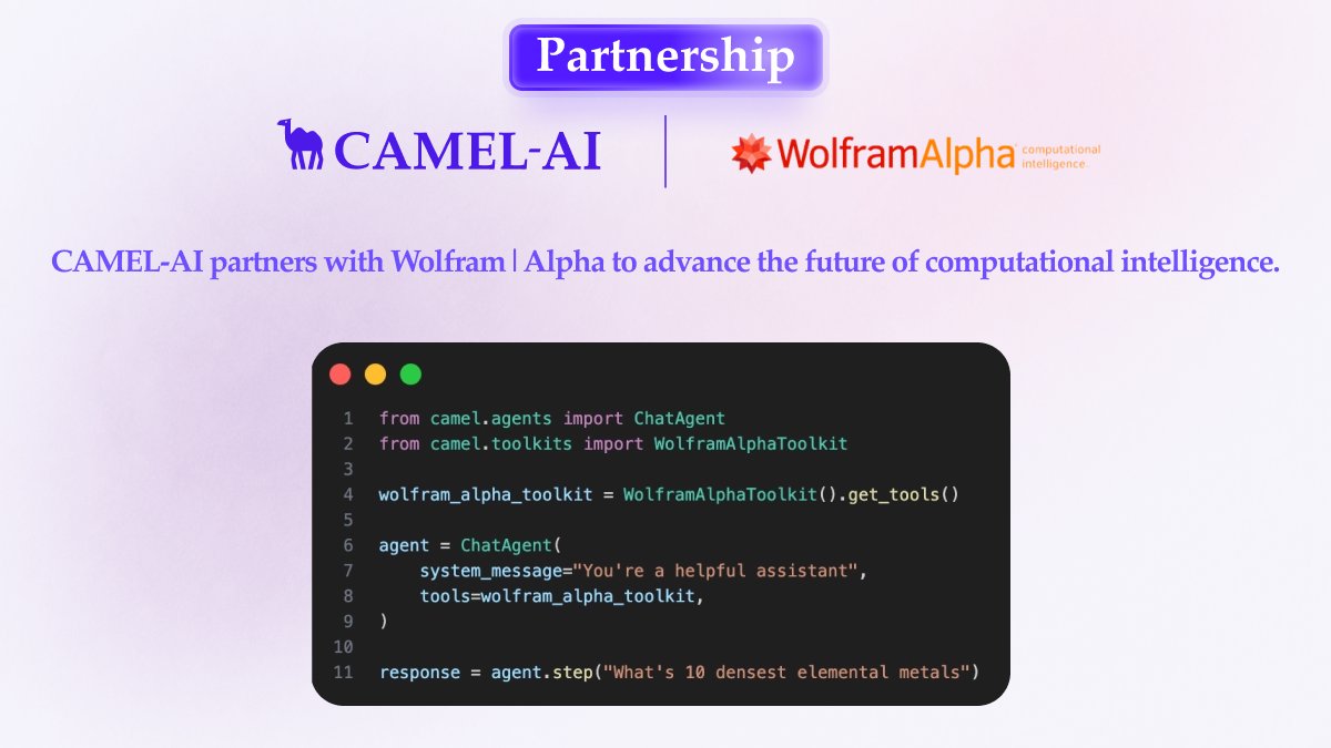 CAMEL-AI x Wolfram|Alpha: Smarter Agents Through Powerful Computation